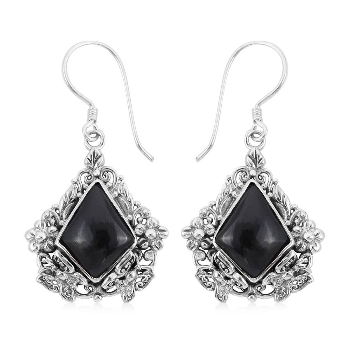 Bali Legacy Thai Black Spinel Earrings in Sterling Silver 9 Grams 12.40 ctw image number 0