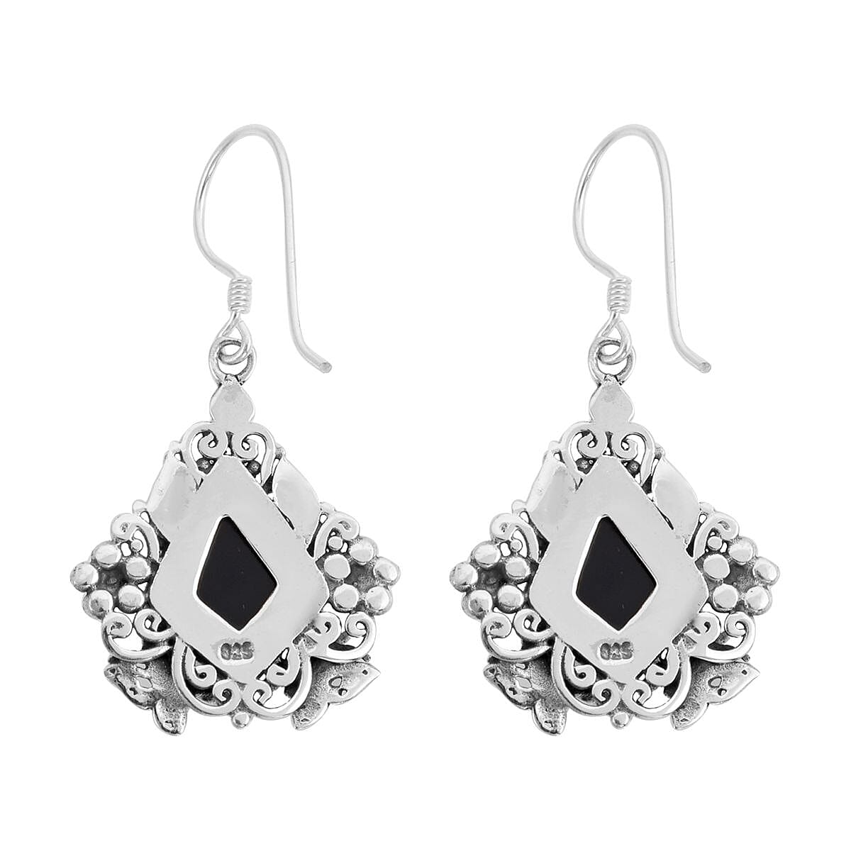 Bali Legacy Thai Black Spinel Earrings in Sterling Silver 9 Grams 12.40 ctw