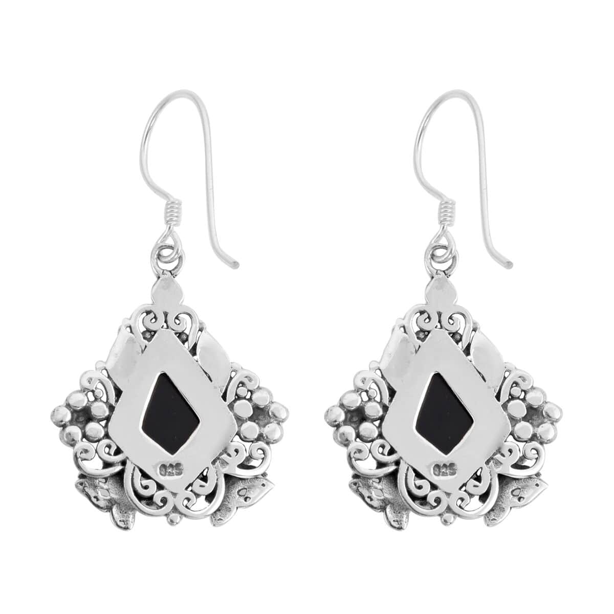 Bali Legacy Thai Black Spinel Earrings in Sterling Silver 9 Grams 12.40 ctw image number 3