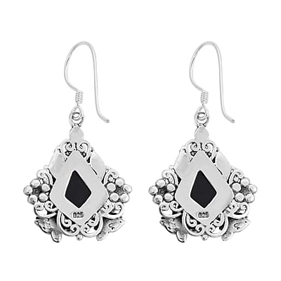 Bali Legacy Thai Black Spinel Earrings in Sterling Silver 9 Grams 12.40 ctw