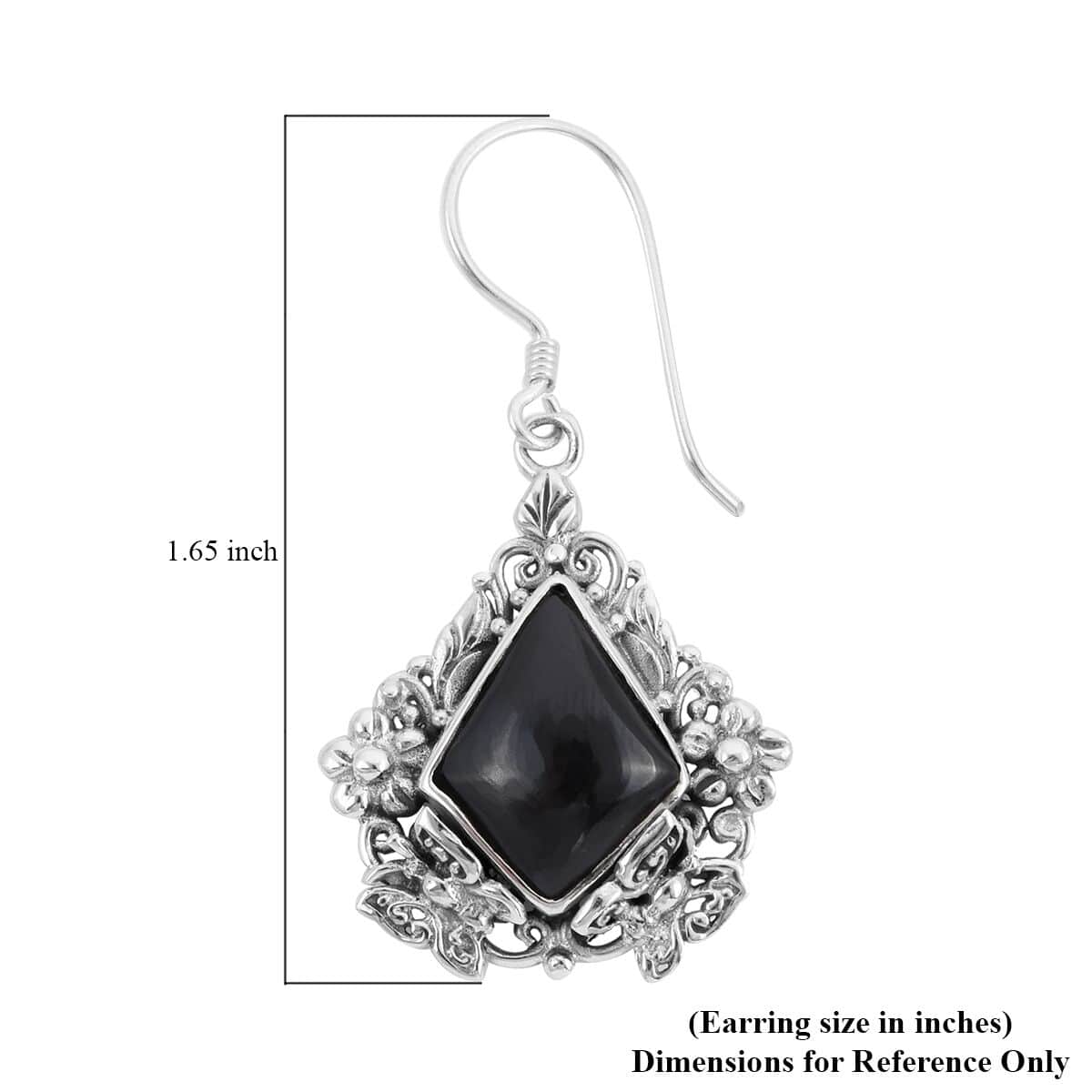 Bali Legacy Thai Black Spinel Earrings in Sterling Silver 9 Grams 12.40 ctw image number 4