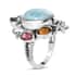 Artisan Crafted Larimar and Multi-Tourmaline Ring in Sterling Silver (Size 10.0) 8.10 ctw image number 3