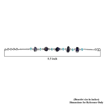 Artisan Crafted Tanzanite and Madagascar Paraiba Apatite Bracelet in Sterling Silver (7.25 In) 16.50 ctw