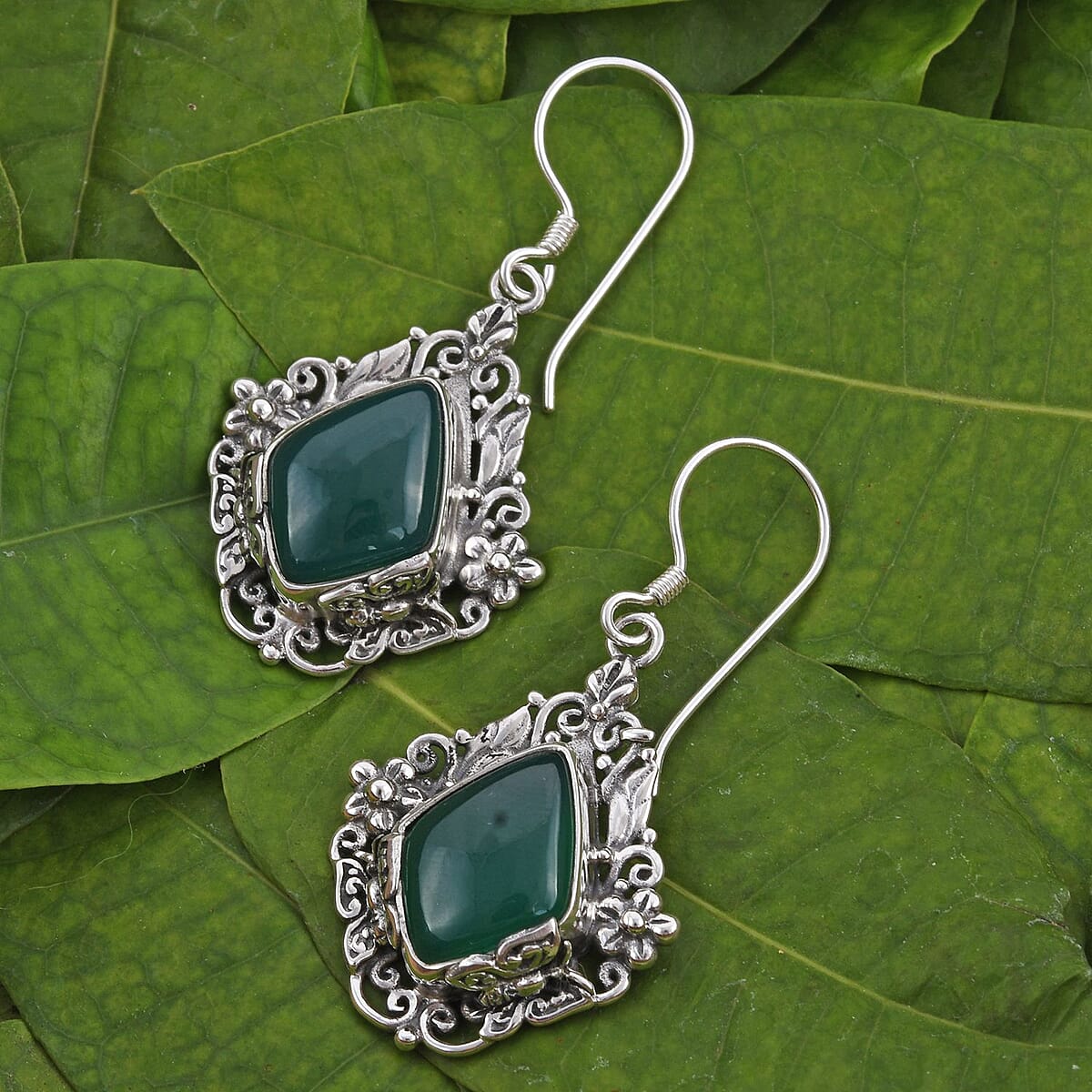 Bali Legacy Verde Onyx Earrings in Sterling Silver 12.40 ctw image number 1
