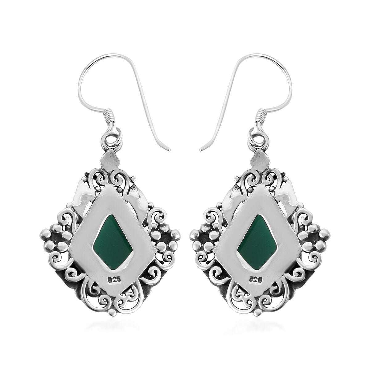 Bali Legacy Verde Onyx Earrings in Sterling Silver 12.40 ctw image number 3