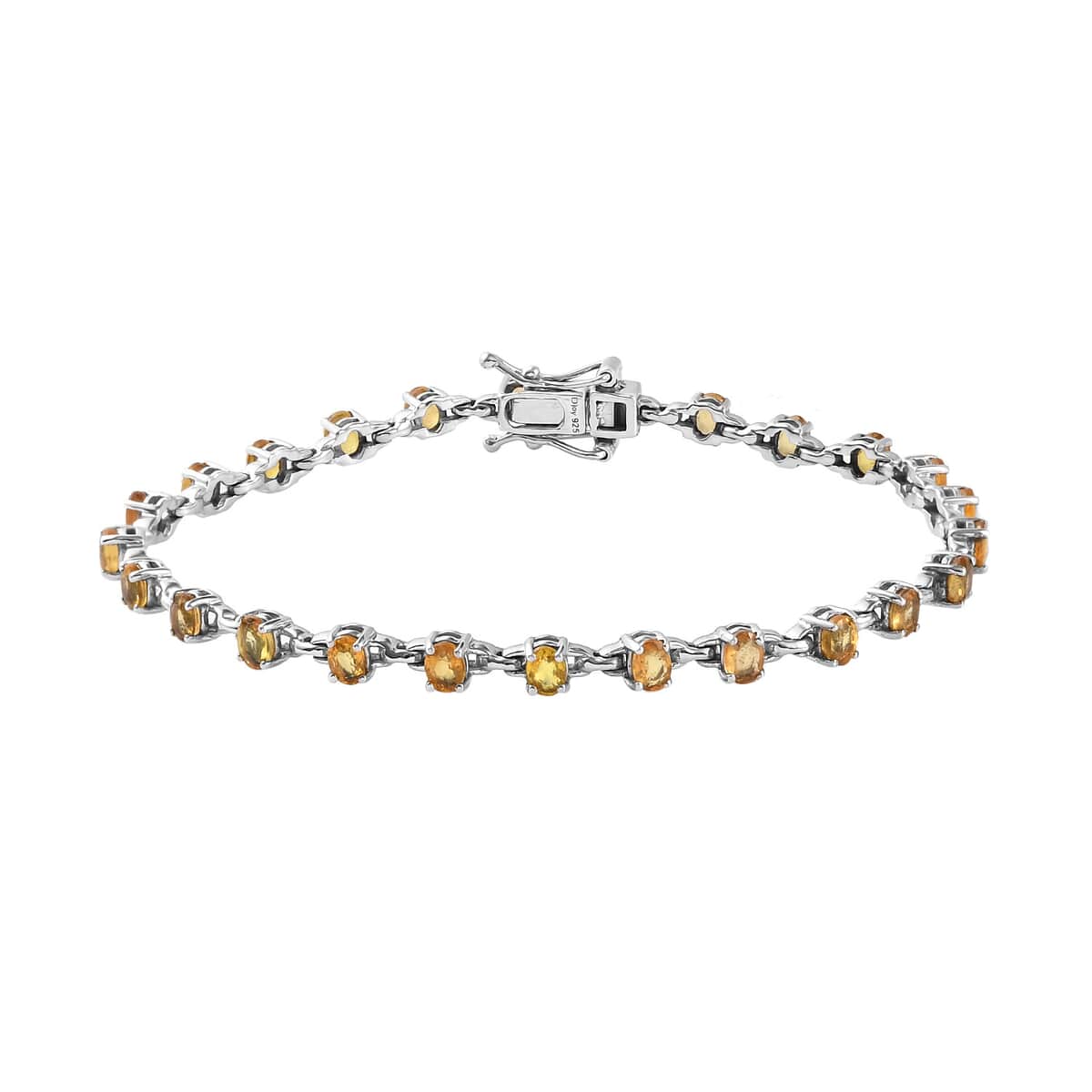 Madagascar Yellow Sapphire Link Bracelet in Platinum Over Sterling Silver (8.00 In) 8.30 Grams 5.40 ctw image number 0