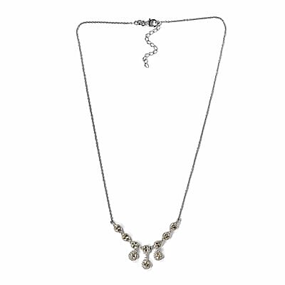 AAA Turkizite and White Zircon Necklace 18 Inches in Platinum Over Sterling Silver 4.50 ctw