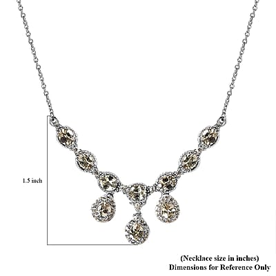 AAA Turkizite and White Zircon Necklace 18 Inches in Platinum Over Sterling Silver 4.50 ctw