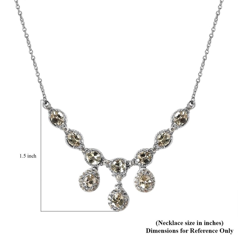 AAA Turkizite and White Zircon Necklace 18 Inches in Platinum Over Sterling Silver 4.50 ctw