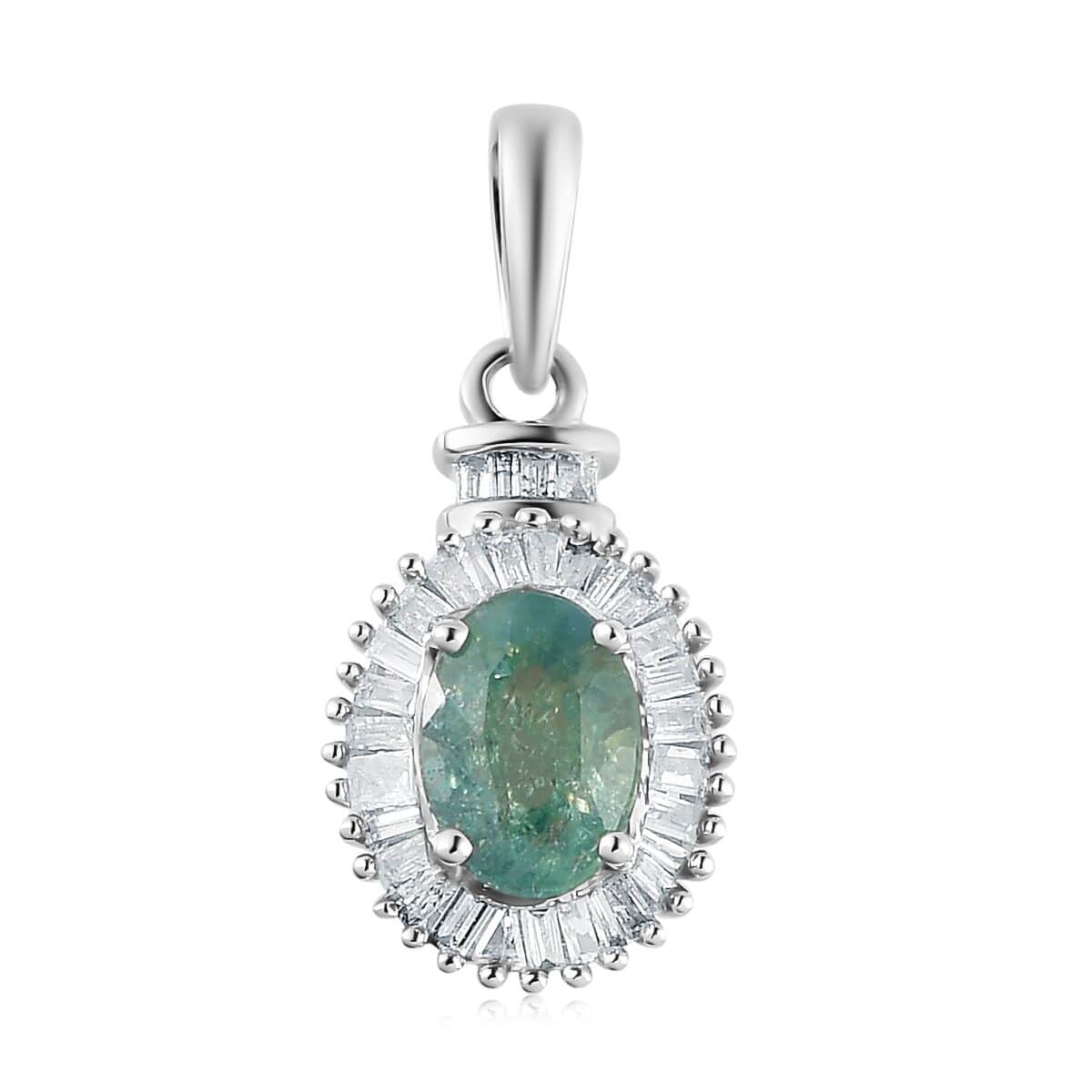 Luxoro 14K White Gold AAA Narsipatnam Alexandrite and Diamond Halo Pendant 1.00 ctw image number 0