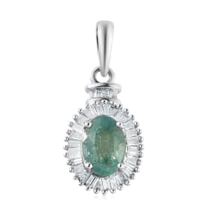 Luxoro 14K White Gold AAA Narsipatnam Alexandrite and Diamond Halo Pendant 1.00 ctw