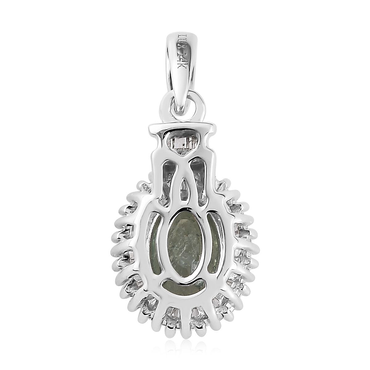 Luxoro 14K White Gold AAA Narsipatnam Alexandrite and Diamond Halo Pendant 1.00 ctw