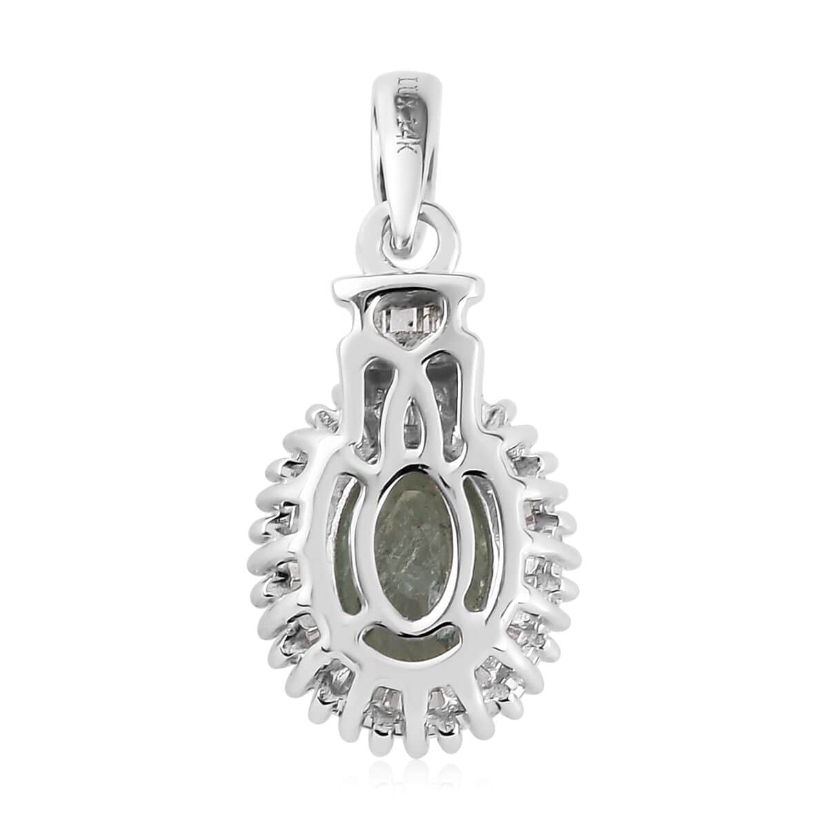 Luxoro 14K White Gold AAA Narsipatnam Alexandrite and Diamond Halo Pendant 1.00 ctw image number 4