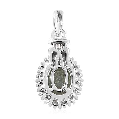 Luxoro 14K White Gold AAA Narsipatnam Alexandrite and Diamond Halo Pendant 1.00 ctw