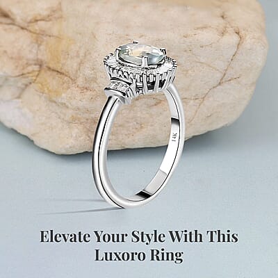 Luxoro 14K White Gold AAA Narsipatnam Alexandrite and Diamond Halo Ring (Size 10.0) 1.15 ctw