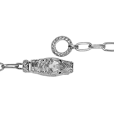 Doorbuster Karis Amethyst, Thai Black Spinel Paper Clip Chain Bracelet in Platinum Bond (6.50 In) 2.65 ctw
