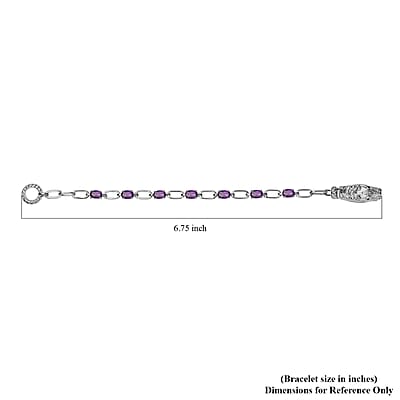 Doorbuster Karis Amethyst, Thai Black Spinel Paper Clip Chain Bracelet in Platinum Bond (6.50 In) 2.65 ctw