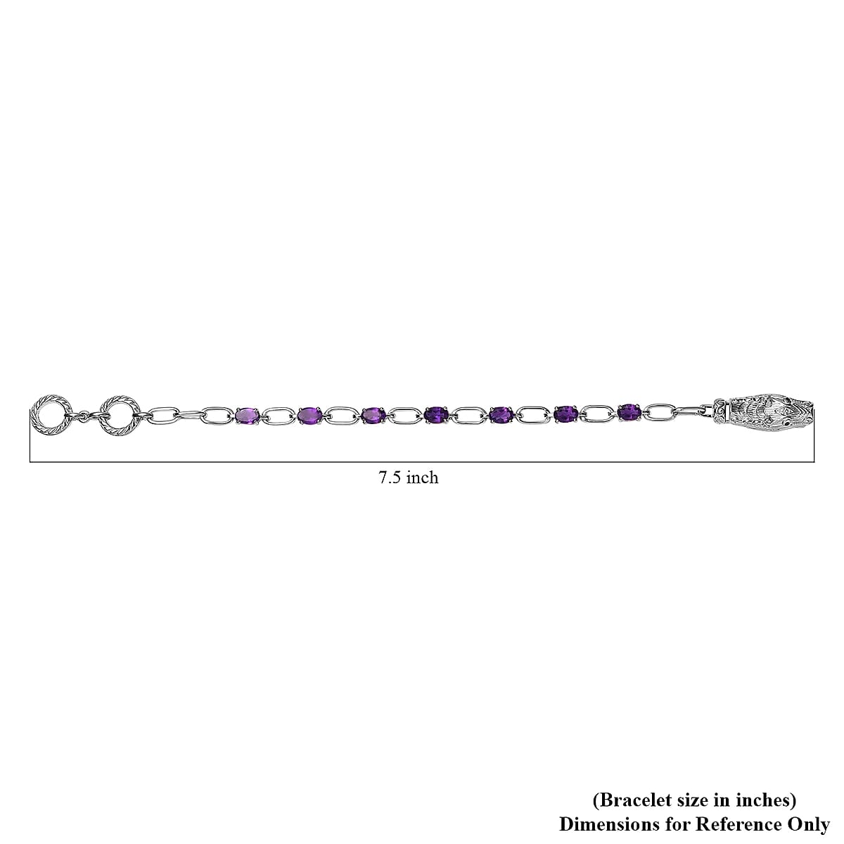 Doorbuster Karis Amethyst, Thai Black Spinel Paper Clip Chain Bracelet in Platinum Bond (6.50 In) 2.65 ctw image number 4