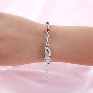 Karis Mozambique Garnet and Thai Black Spinel Paper Clip Chain Bracelet in Platinum Bond (8.00 In) 4.00 ctw