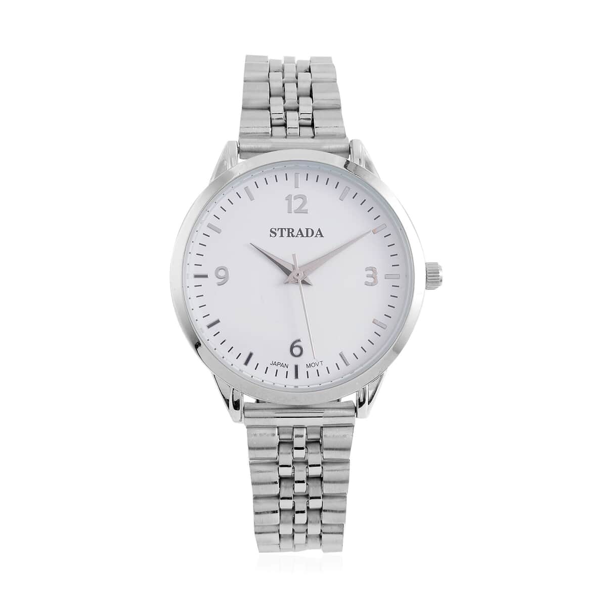Strada Japanese Movement White Dial Watch in Stainless Steel (36mm) (6.50-7.50Inches) image number 0