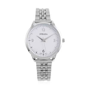 Strada Japanese Movement White Dial Watch in Stainless Steel (36mm) (6.50-7.50Inches)