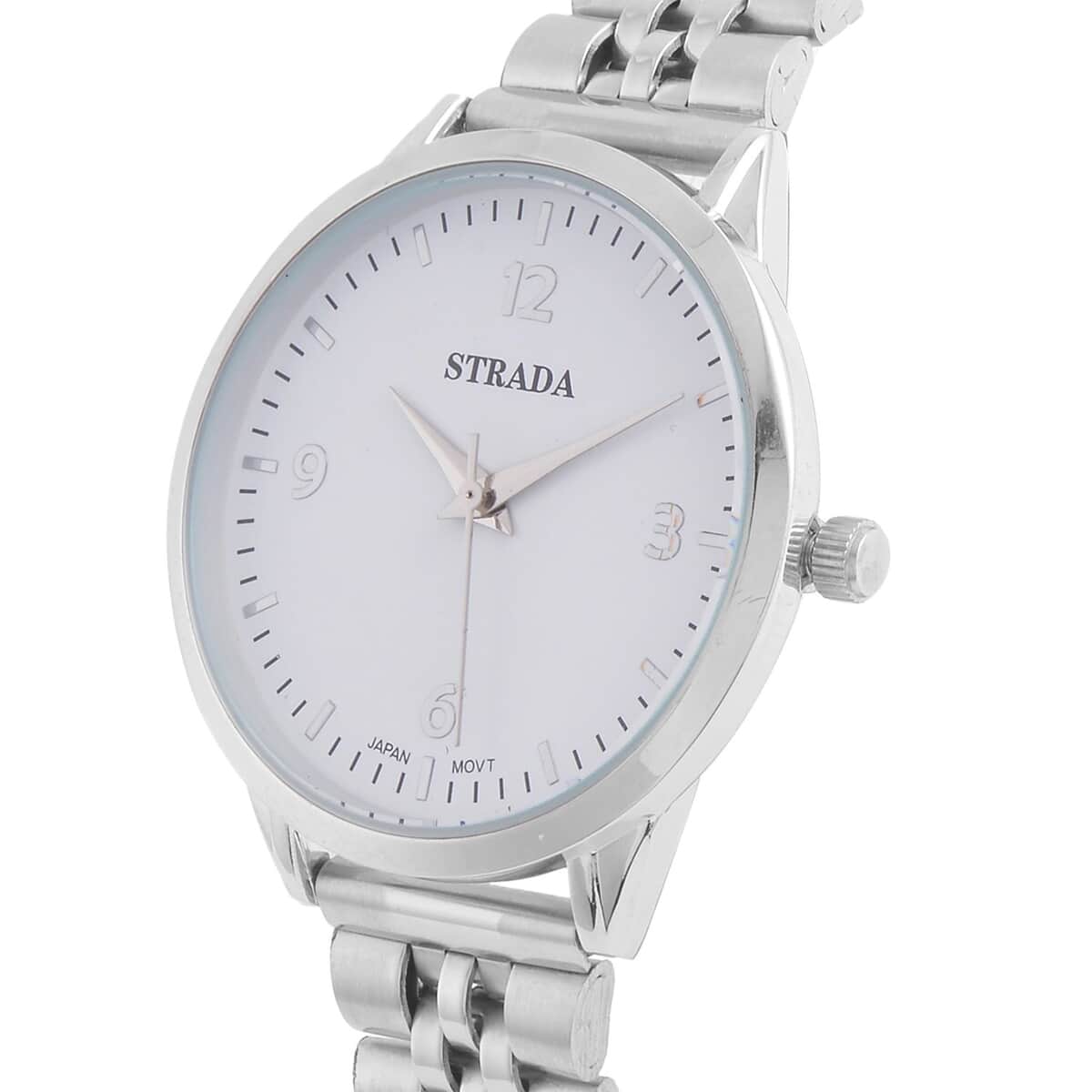 Strada Japanese Movement White Dial Watch in Stainless Steel (36mm) (6.50-7.50Inches) image number 3