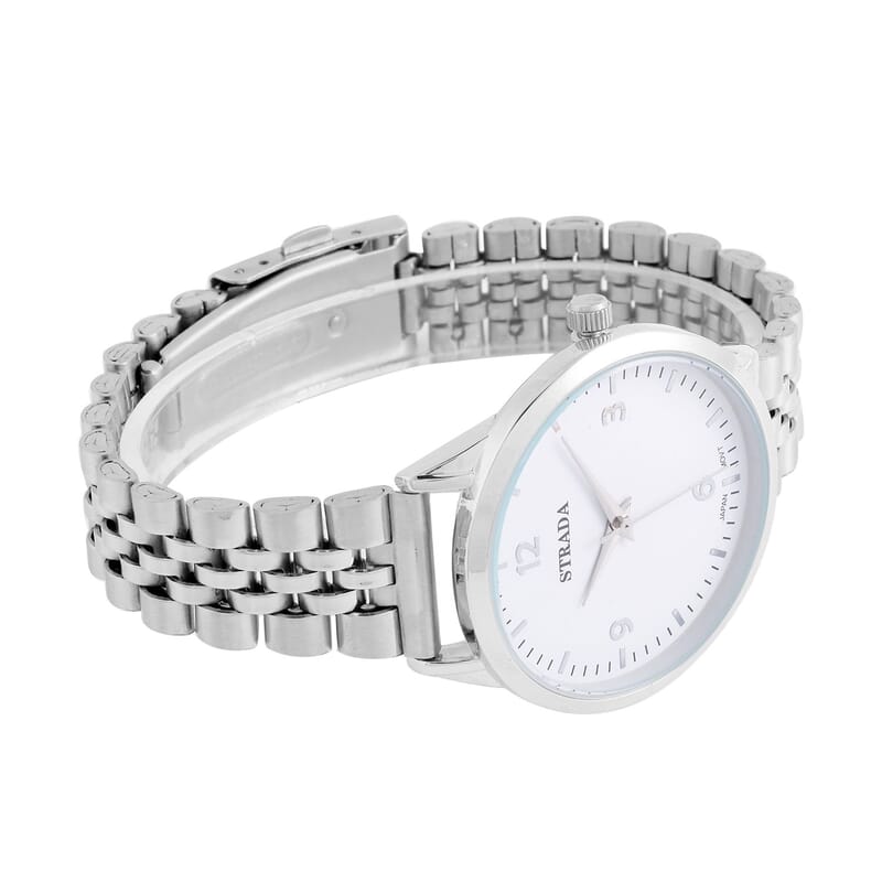 Strada Japanese Movement White Dial Watch in Stainless Steel (36mm) (6.50-7.50Inches)