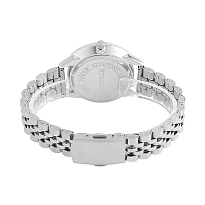 Strada Japanese Movement White Dial Watch in Stainless Steel (36mm) (6.50-7.50Inches)