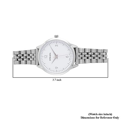 Strada Japanese Movement White Dial Watch in Stainless Steel (36mm) (6.50-7.50Inches)
