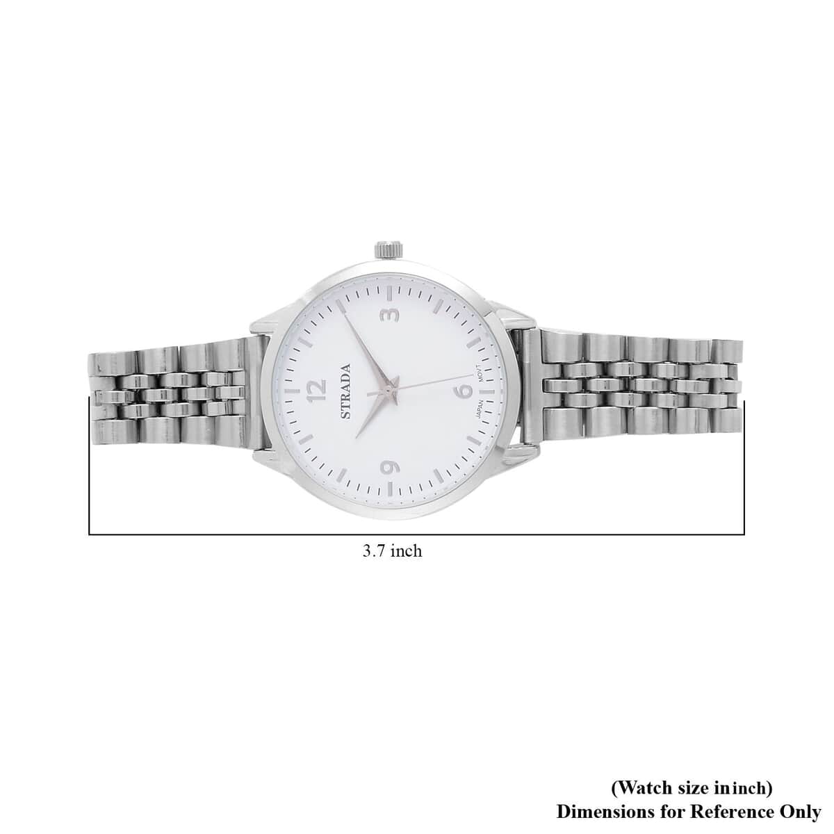 Strada Japanese Movement White Dial Watch in Stainless Steel (36mm) (6.50-7.50Inches) image number 6