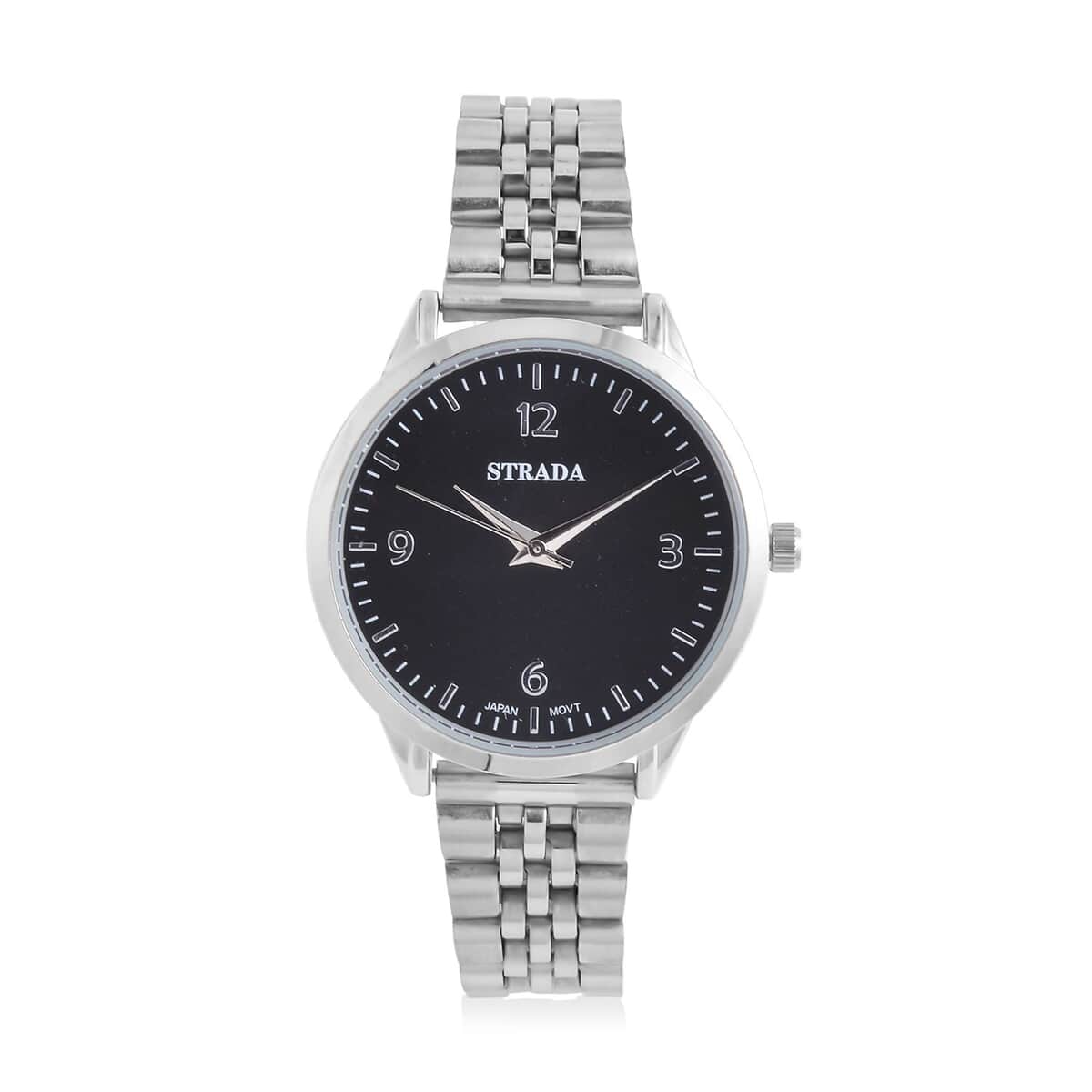 Strada Japanese Movement Black Dial Watch in Stainless Steel (36mm) (6.50-7.50Inches) image number 0