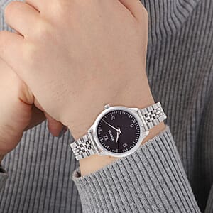 Strada Japanese Movement Black Dial Watch in Stainless Steel (36mm) (6.50-7.50Inches)