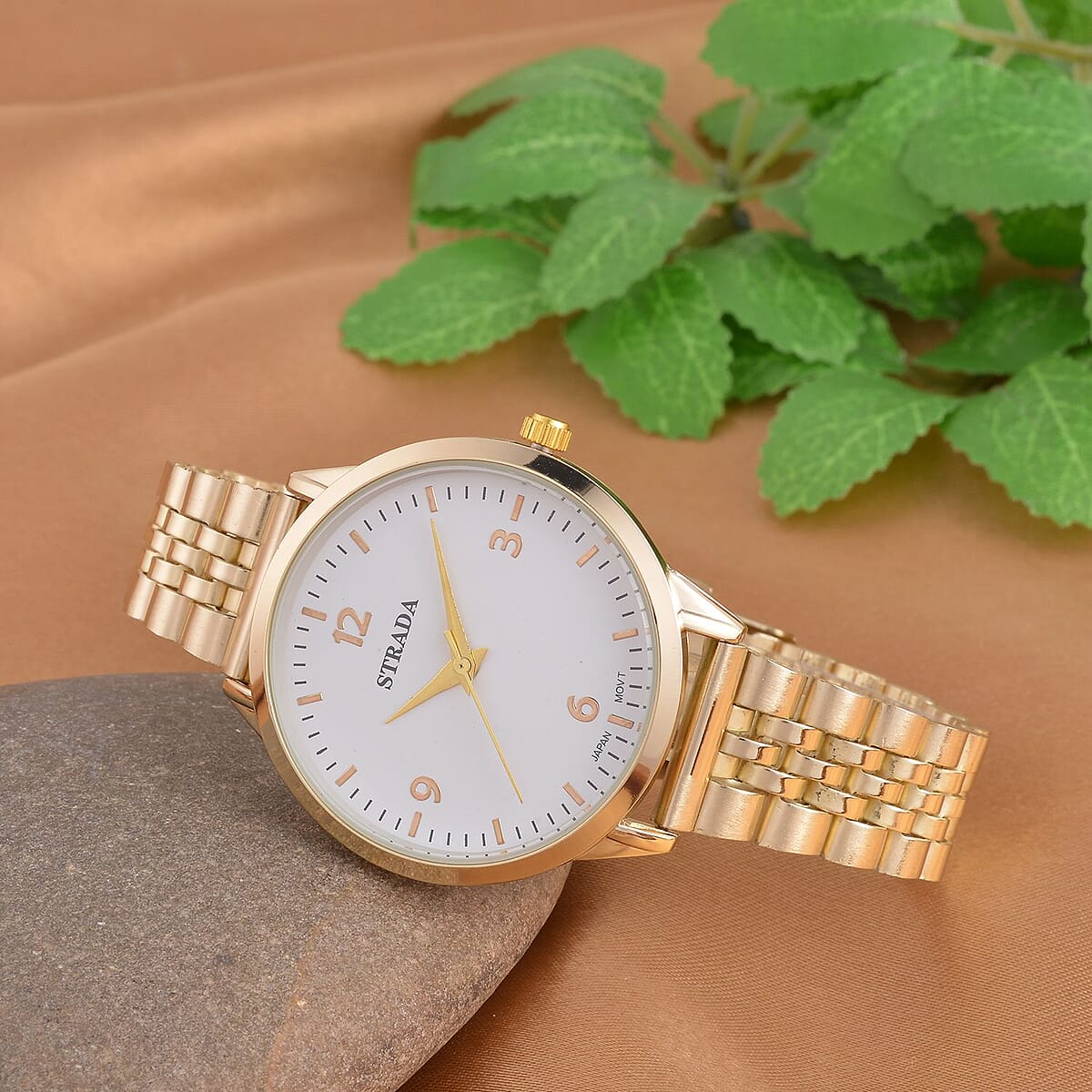 Strada Japanese Movement White Dial Watch in ION Plated YG Stainless Steel (36mm) (6.50-7.50Inches) image number 1