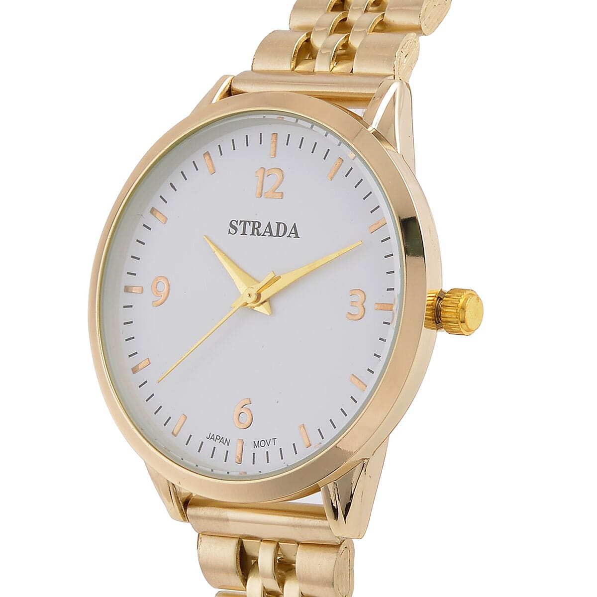 Strada Japanese Movement White Dial Watch in ION Plated YG Stainless Steel (36mm) (6.50-7.50Inches) image number 3