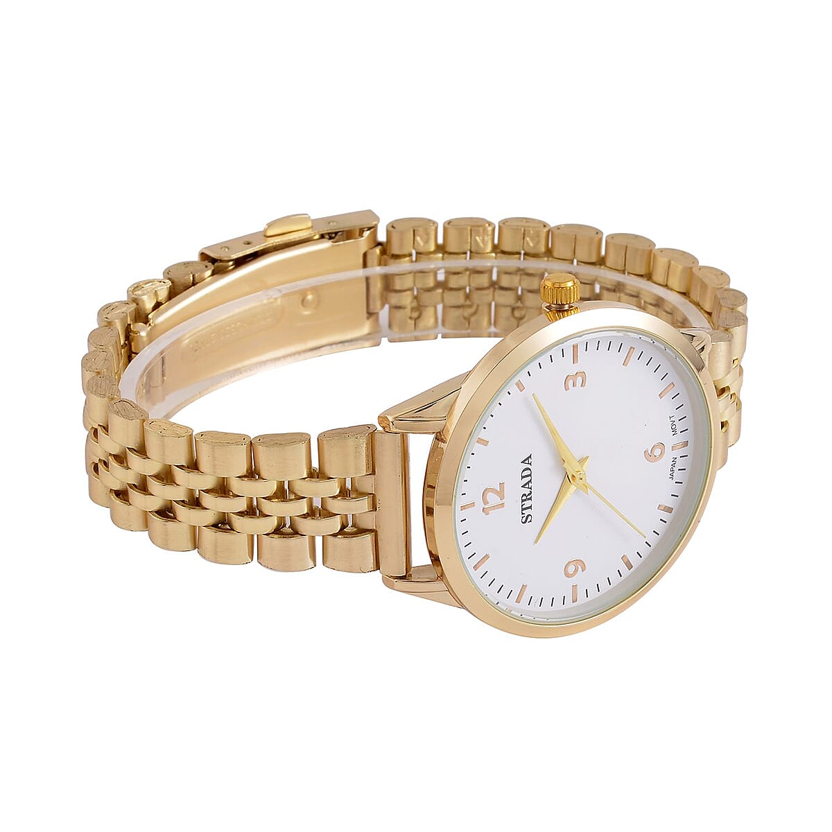 Strada Japanese Movement White Dial Watch in ION Plated YG Stainless Steel (36mm) (6.50-7.50Inches) image number 4