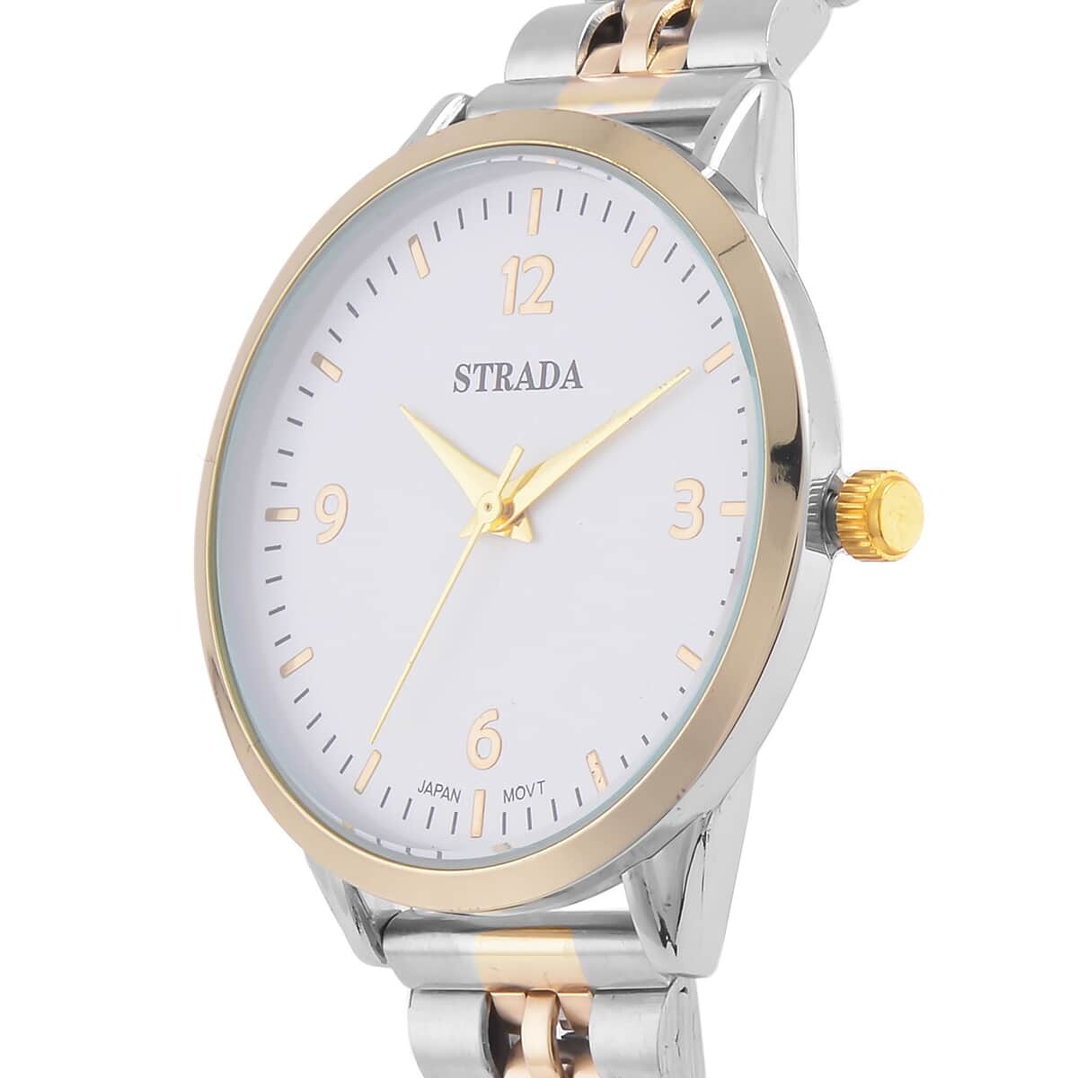 Strada Japanese Movement White Dial Watch in ION Plated YG and Stainless Steel (36mm) (6.50-7.50Inches) image number 3