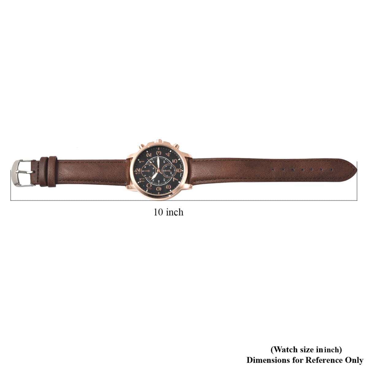 Strada Japanese Movement Multifunction Button Watch with Brown Faux Leather Strap image number 6