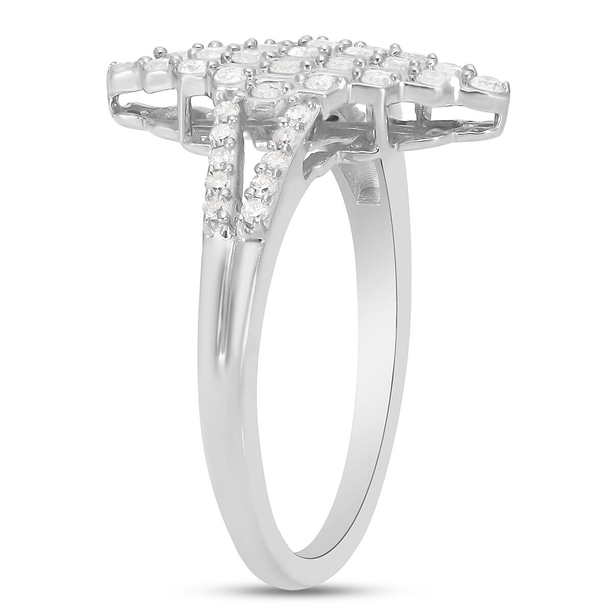 White Diamond 0.50 ctw Ring in Platinum Over Sterling Silver (Size 8.0)