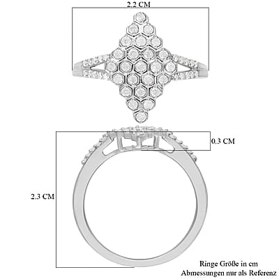 White Diamond 0.50 ctw Ring in Platinum Over Sterling Silver (Size 8.0)