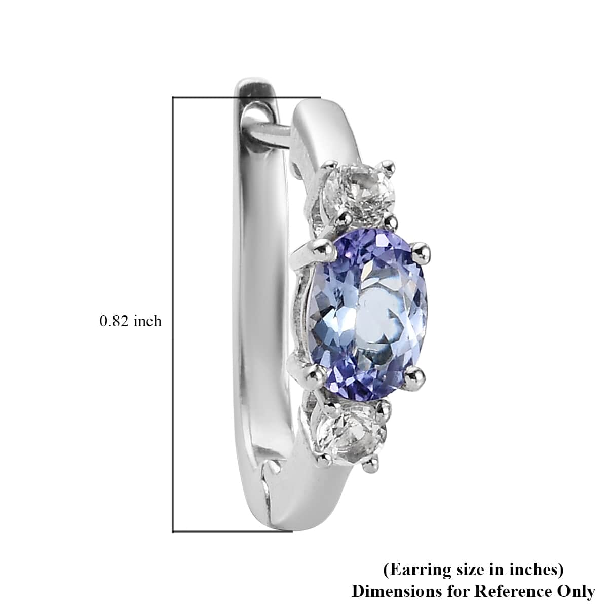 Tanzanite and White Topaz Hoop Earrings in Platinum Over Sterling Silver 2.10 ctw image number 4