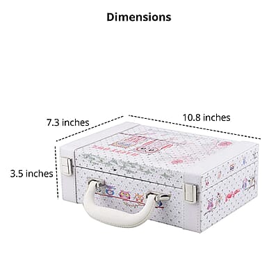 Owl and Flower Pattern 2 Layer Faux Leather Jewelry Box with Handle