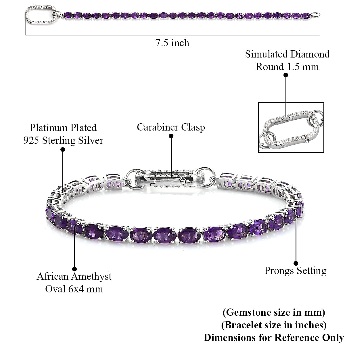 Mozambique Garnet and Simulated Diamond Tennis Bracelet in Platinum Over Sterling Silver (7.25 In) 8.80 Grams 15.85 ctw image number 4