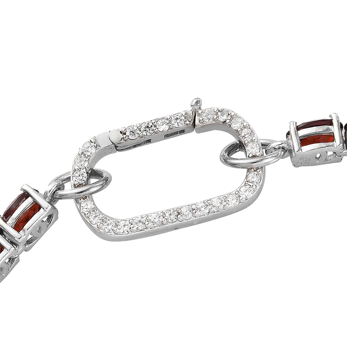 Mozambique Garnet and Simulated Diamond Tennis Bracelet in Platinum Over Sterling Silver (7.25 In) 8.80 Grams 15.85 ctw image number 3