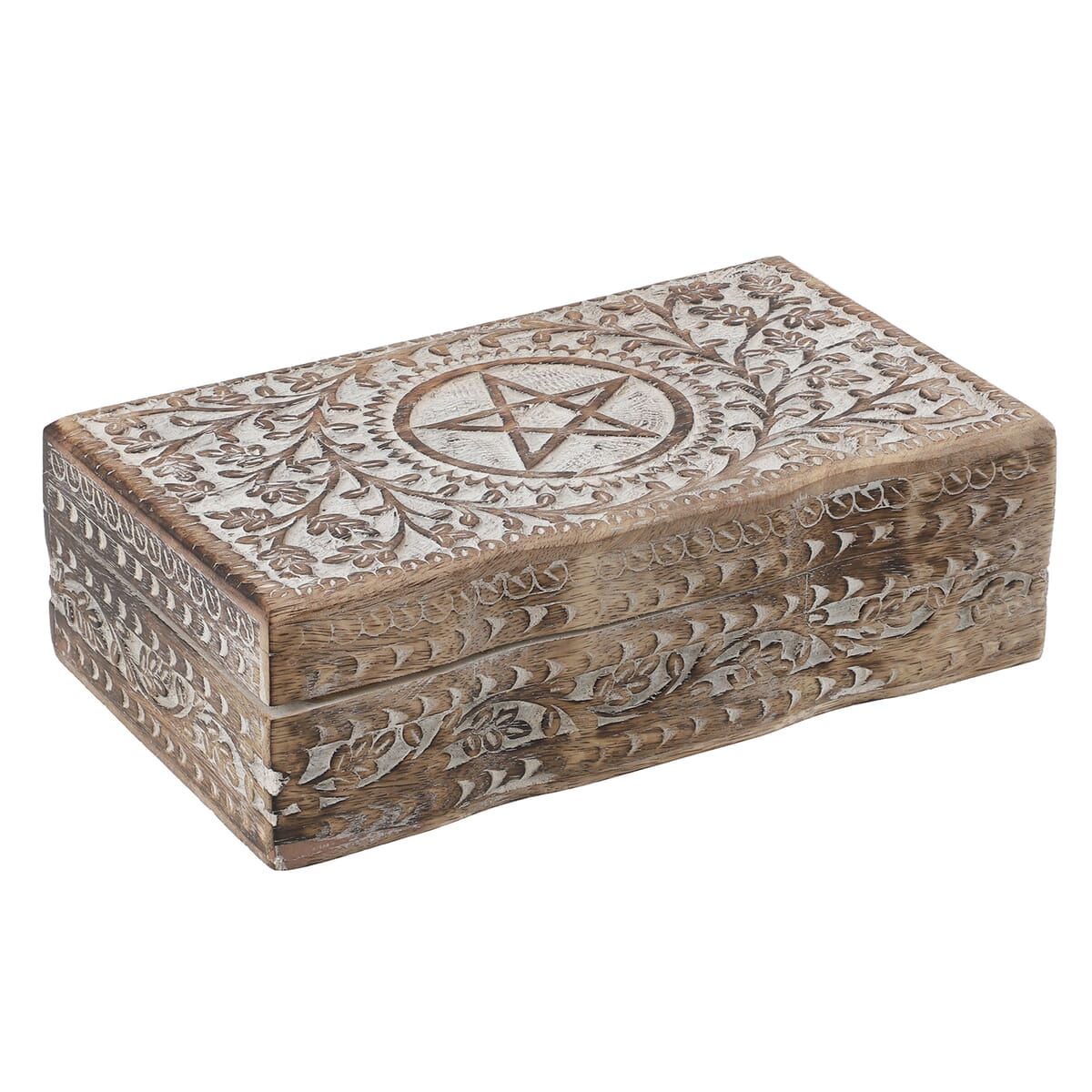 Antique White Finished Hand carved Storage Box image number 0
