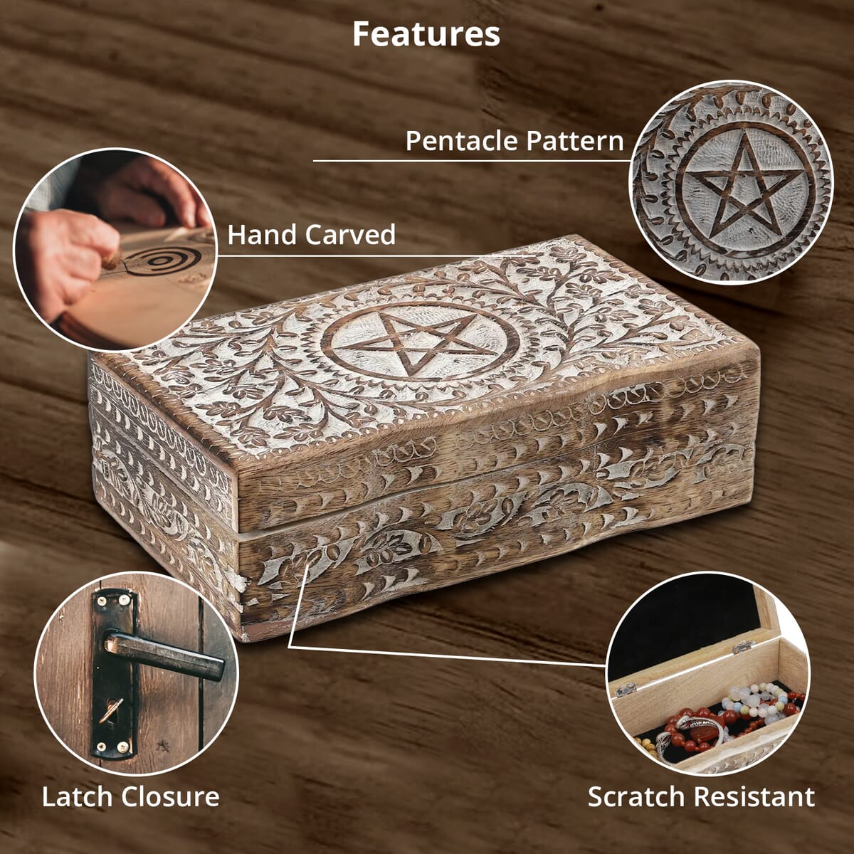 Antique White Finished Hand carved Storage Box image number 2