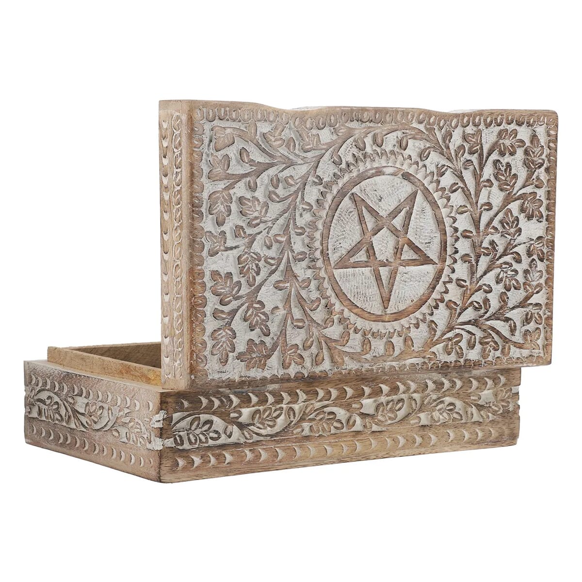 Antique White Finished Hand carved Storage Box image number 6