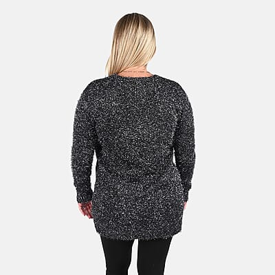 Tamsy Black Metallic Textured Sweater - L