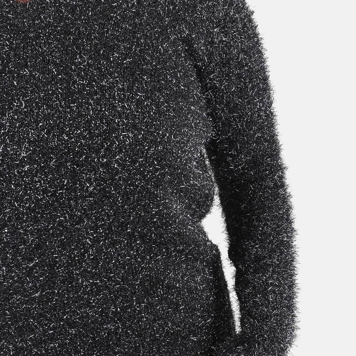 TAMSY Black Metallic Textured Sweater - L image number 4
