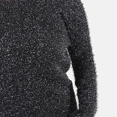 Tamsy Black Metallic Textured Sweater - L