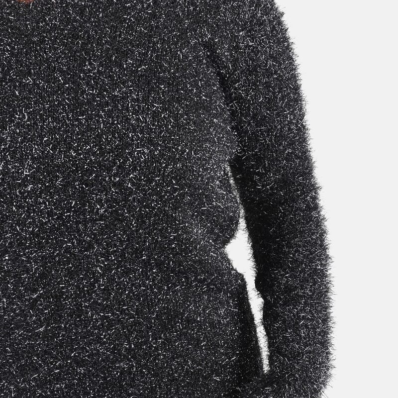 Tamsy Black Metallic Textured Sweater - L